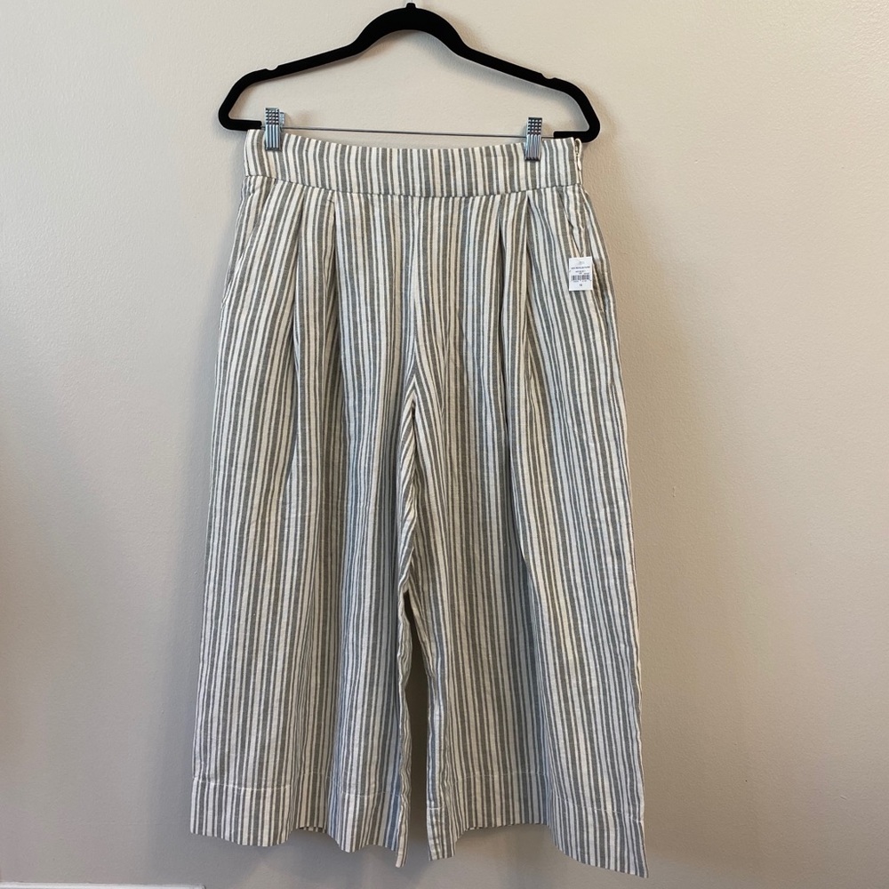 NWT GAP high waist striped linen cropped pants